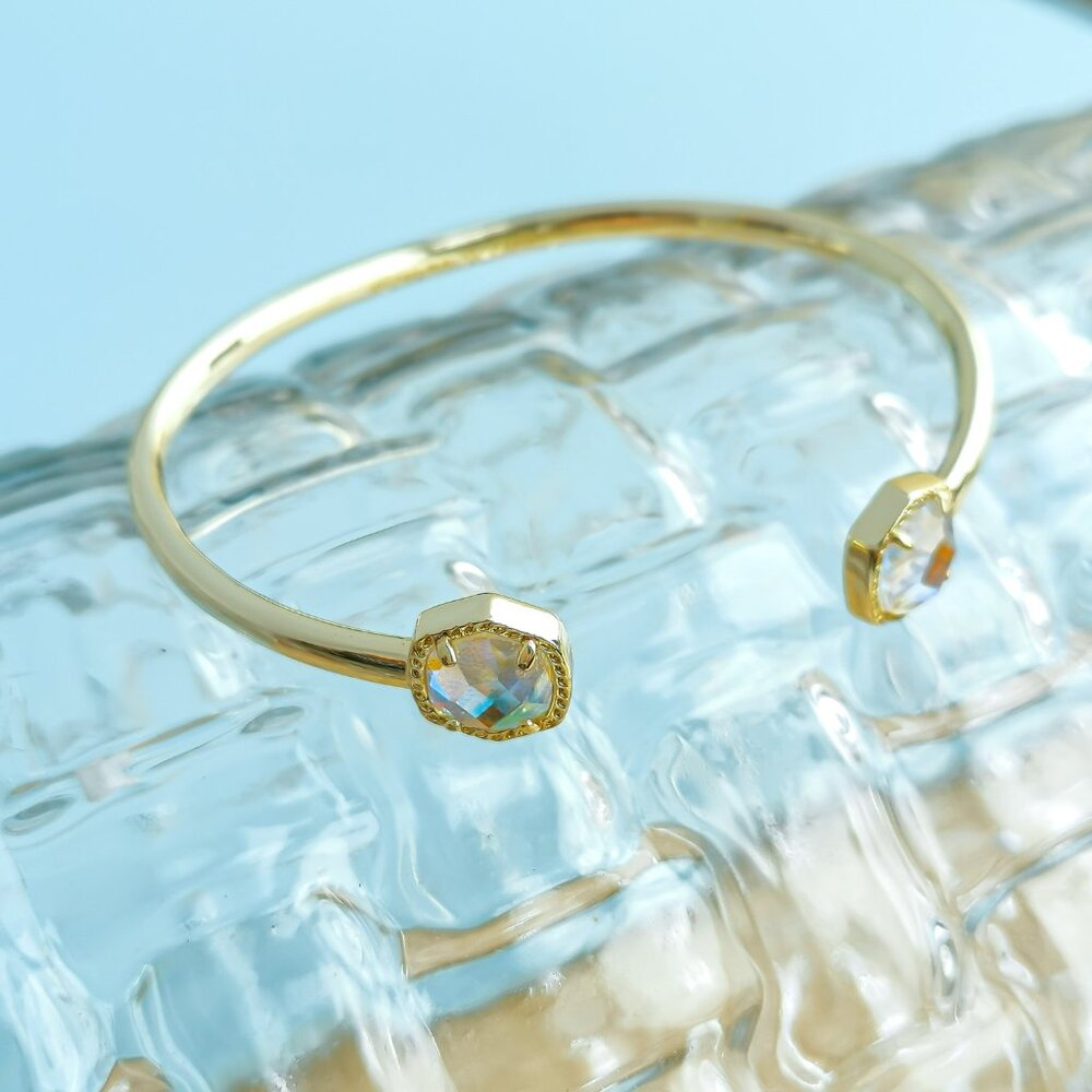 Kendra Scott Cuff Bracelet - Davie - Dichroic Glass Gold